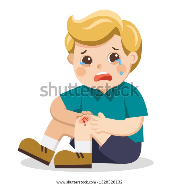 Boy Holding Painful Wounded Leg Knee Stock Vector (Royalty Free) 1328528132