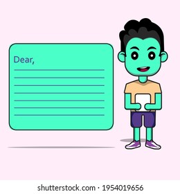 boy holding a paper letter 