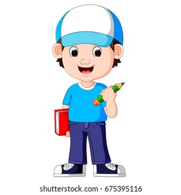 boy holding pencil