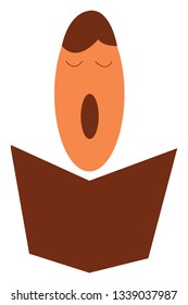 A boy holding prayer book during choir performance vector color drawing or illustration 