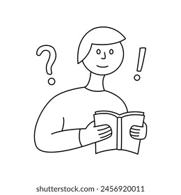 Niño sosteniendo y leyendo un libro