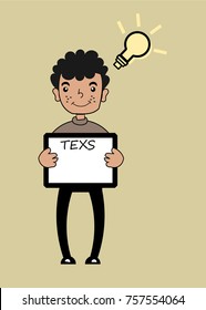  Boy holding a sign boards vector illustration