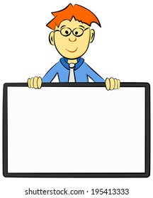 boy holding a sign where you can enter text
