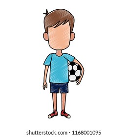 Boy holding soccer ball scribble