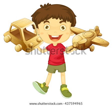 Image, Stock Photo wooden toy car carries on top a pine cone