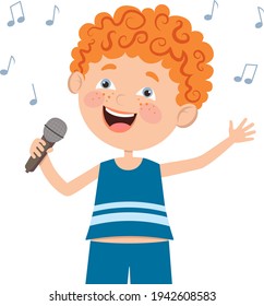 
The boy holds a microphone in his hand and sings.
Vector illustration in a flat style.
Suitable for web design, children's books, children's party.