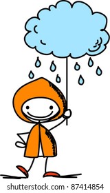 Boy holds a sign the weather
