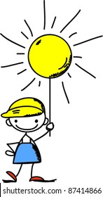 Boy holds a sign the weather