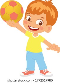 Little Boy Holding Football Stock Illustrations Images Vectors Shutterstock