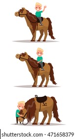 Boy with a horse. Vector illustration 