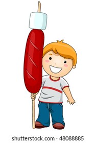 Boy with Hotdog - Vector