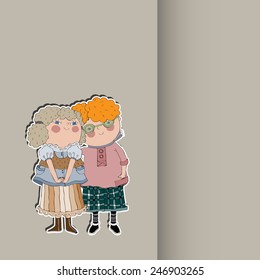 Boy hugging a girl.