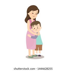 Boy Hugging His Mother vector