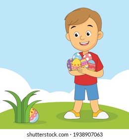 A Boy Hunting For Easter Eggs Print