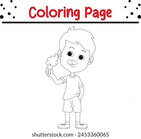 boy with ice cream coloring page for kids