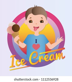 Boy With Ice Cream Vector Isolated