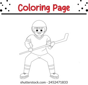 boy ice hockey player coloring page for kids