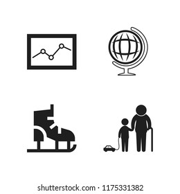 boy icon. 4 boy vector icons set. school globe, grandson with grandfather and graph frame icons for web and design about boy theme