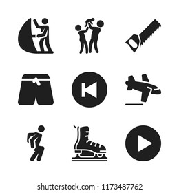 boy icon. 9 boy vector icons set. couple with baby silhouettes of a family group, ice skate and kite icons for web and design about boy theme