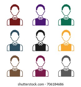 Boy icon in black style isolated on white background. Avatar symbol stock vector illustration.