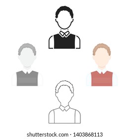 Boy icon cartoon,black. Single avatar,peaople icon from the big avatar cartoon,black.