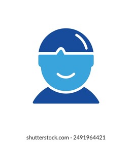 boy icon color or logo illustration glyph color blue style