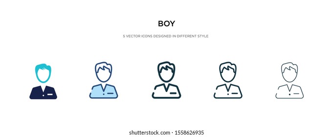 boy icon in different style vector illustration. two colored and black boy vector icons designed in filled, outline, line and stroke style can be used for web, mobile, ui