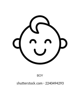 boy icon. Line Art Style Design Isolated On White Background