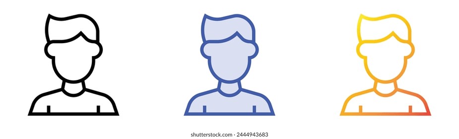 icono de niño. Diseño de estilo de relleno lineal, azul y degradado aislado sobre fondo blanco