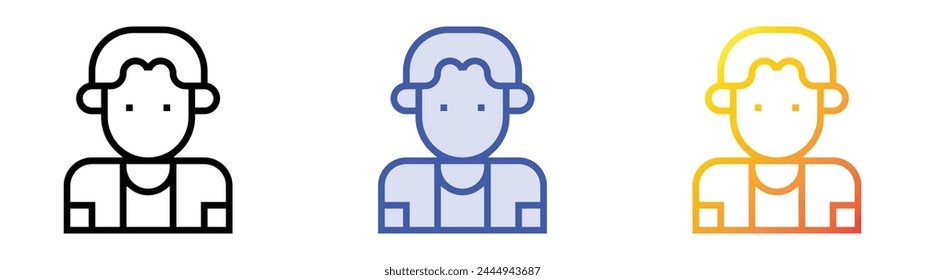 boy icon. Linear, Blue Fill and Gradient Style Design Isolated On White Background