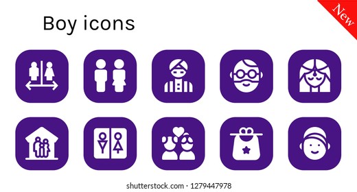  boy icon set. 10 filled boy icons. Simple modern icons about  - Wc, Toilet, Man, Girl, Family, Couple, Bib