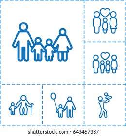 Boy icon. set of 6 boy outline icons such as family, father and son, old man with child
