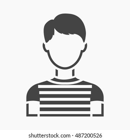 Boy icon simple. Single avatar,peaople icon from the big avatar simple.