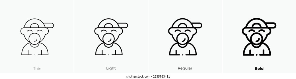 boy icon. Thin, Light Regular And Bold style design isolated on white background