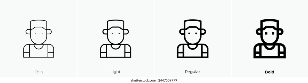 boy icon. Thin, Light Regular And Bold style design isolated on white background