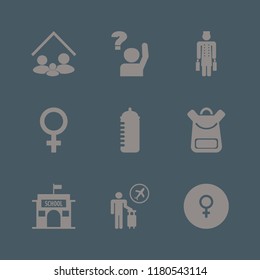 boy icon. boy vector icons set ask pupil, school book bag, baby feeding bottle and female gender symbol