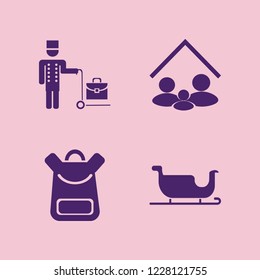boy icon. boy vector icons set bellhop, sleigh, school book bag and family home