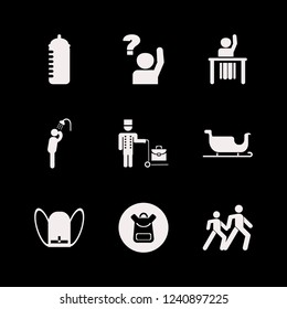 boy icon. boy vector icons set pedestrian people, sleigh, baby feeding bottle and man has shower