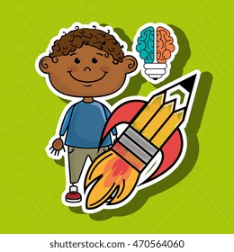 boy idea brain vector illustration graphic eps 10