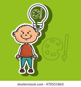 boy idea gears icon vector illustration graphic