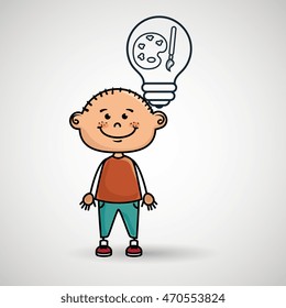 boy idea gears icon vector illustration graphic