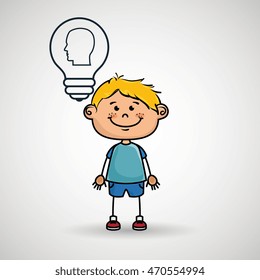 boy idea gears icon vector illustration graphic