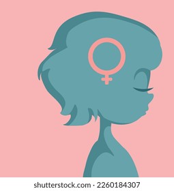 
Boy Identifies as Girl due to Gender Dysphoria Vector Concept Illustration. Person feeling trapped by birth assigned gender 
