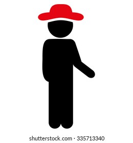 Boy Idler vector icon. Style is bicolor flat symbol, intensive red and black colors, rounded angles, white background.