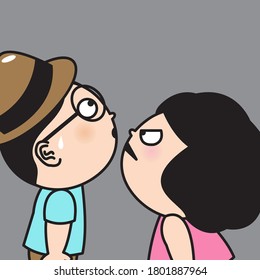 Boy Ignoring A Grumpy Girl Concept Card Character illustration