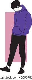 Boy Illustration - Modern Flat Art -  People Vector Design