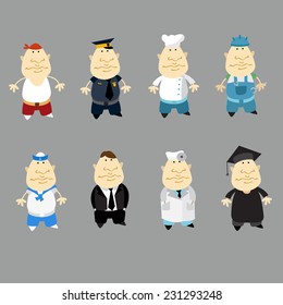 Boy in the image of different professions