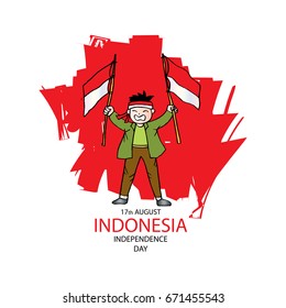 Boy with Indonesia Flags
