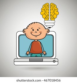 boy infant pc idea vector illustration graphic