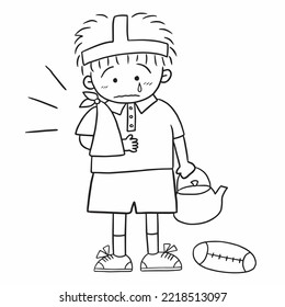 Boy Injury Cartoon Doodle Kawaii Anime Coloring Page Cute Illustration Drawing Clip Art Character Chibi Manga Comics